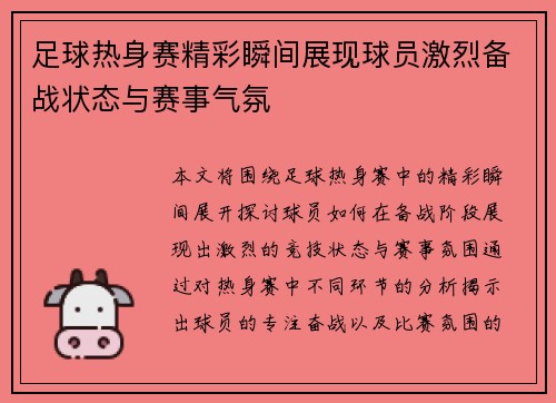 足球热身赛精彩瞬间展现球员激烈备战状态与赛事气氛